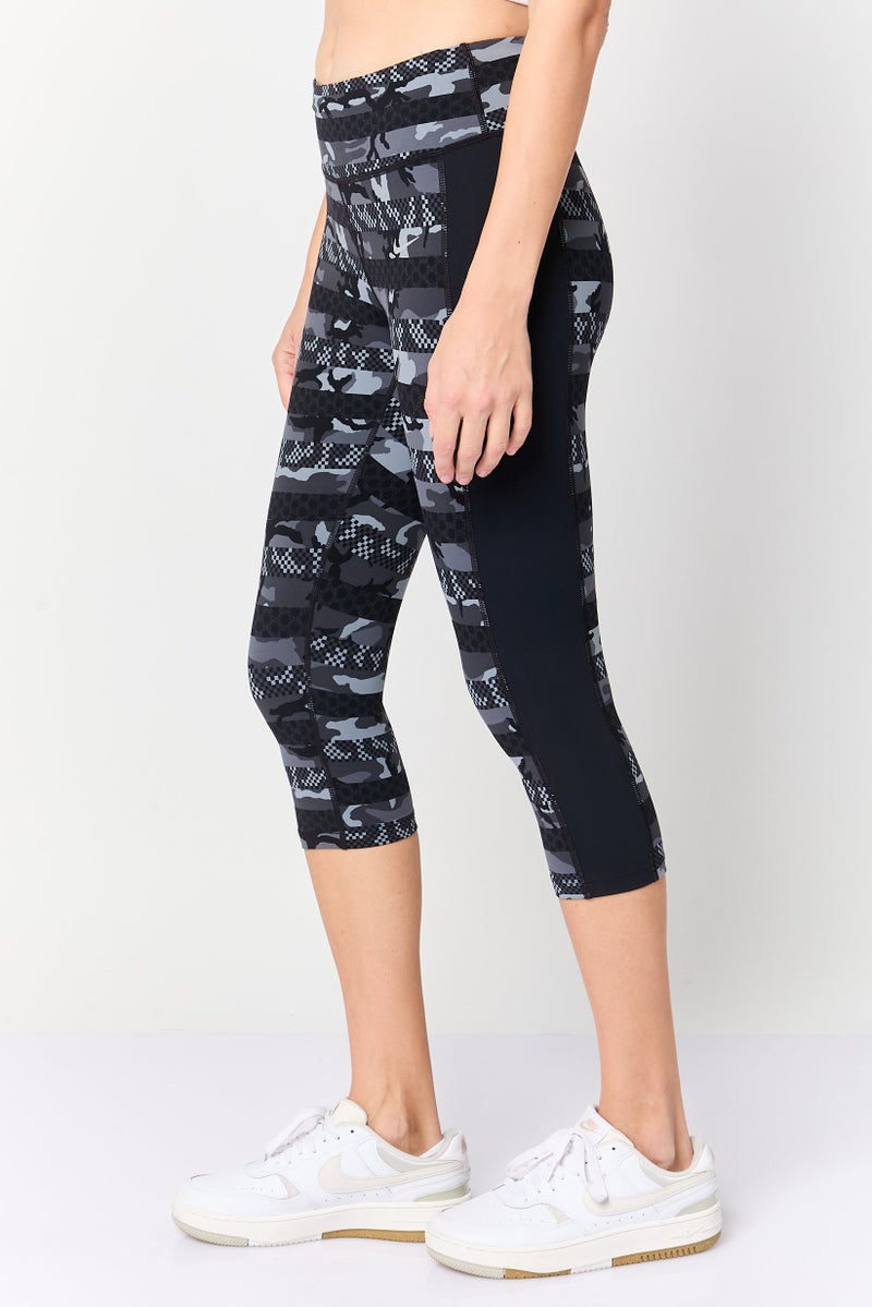 Nike Women Dri Fit Camouflage Running Capri Leggings, Multicolor - Image 2
